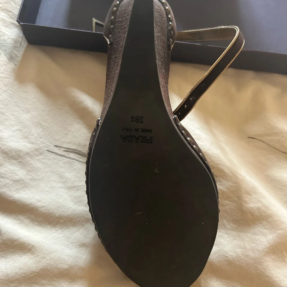 Vintage Prada Brown Wedge Sandals - Picture 5 of 5